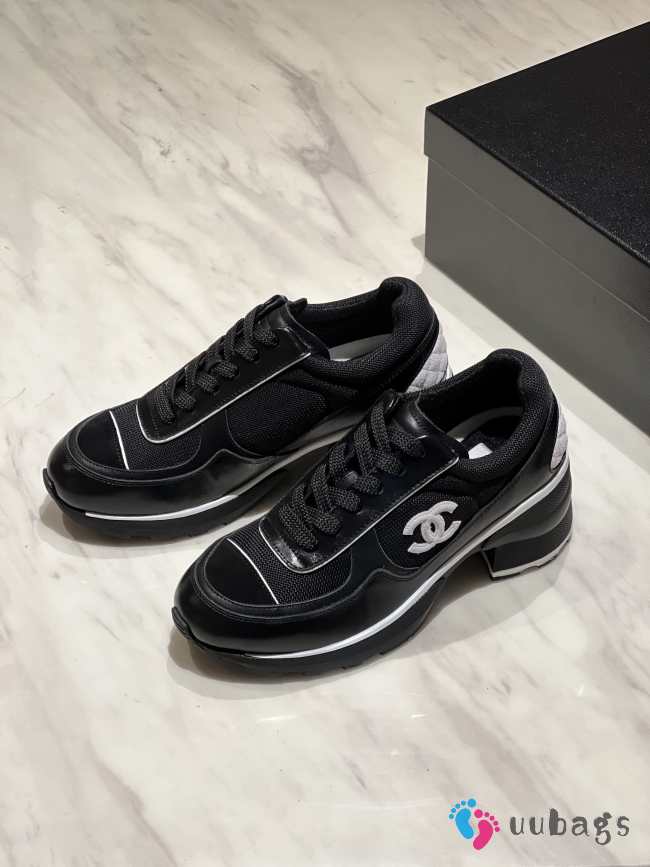 Uubags Chanel Sneakers Synthetic Fabric, Glossy Calfskin & Suede Calfskin In Black 6cm - 1