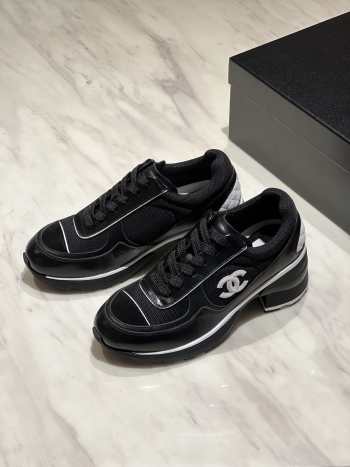 Uubags Chanel Sneakers Synthetic Fabric, Glossy Calfskin & Suede Calfskin In Black 6cm