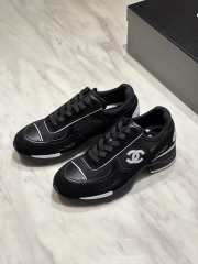 Uubags Chanel Sneakers Synthetic Fabric, Glossy Calfskin & Suede Calfskin In Black 4cm - 1