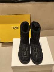 Uubags Fendi Apres Chic Brown FF chamois low boots in black 2.5cm - 5