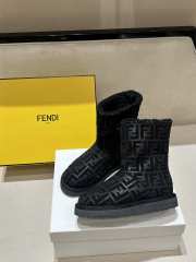 Uubags Fendi Apres Chic Brown FF chamois low boots in black 2.5cm - 2