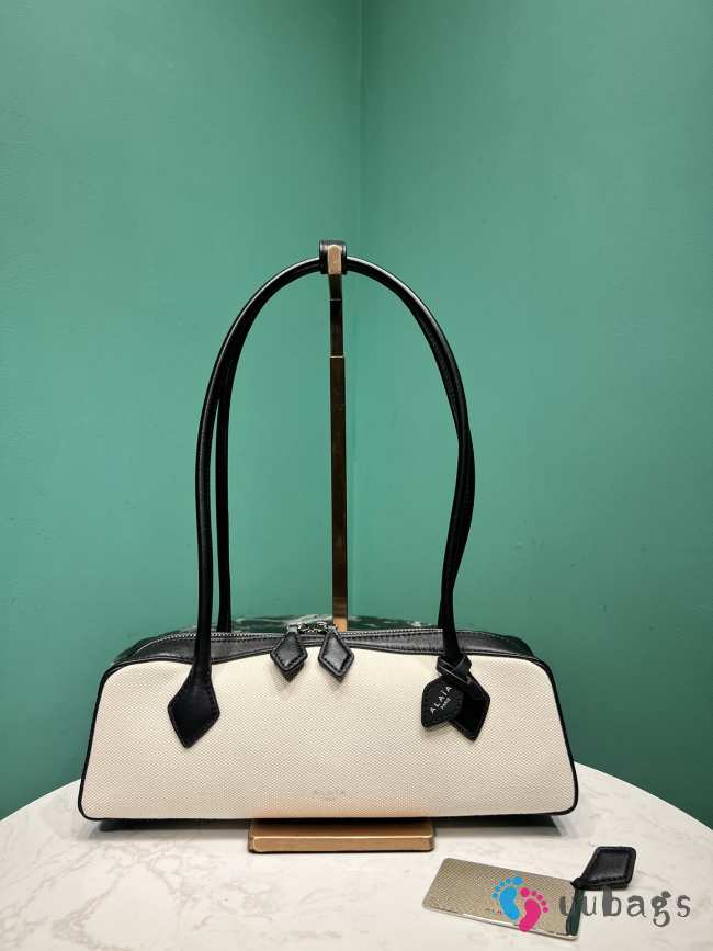 Uubags Alaia Le Teckel Medium Bag In Canvas And Nubuck In Black/ off-white 32x13x10cm - 1