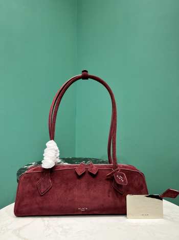 Uubags Alaia Le Teckel Medium Bag In Canvas And Nubuck In Burgundy 32x13x10cm