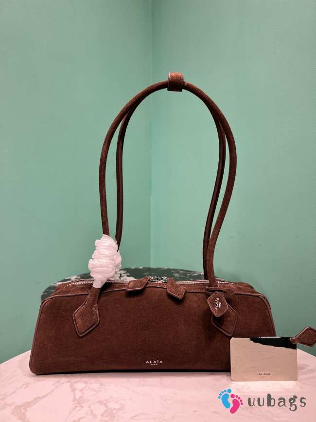 Uubags Alaia Le Teckel Medium Bag In Canvas And Nubuck In Dark Brown 32x13x10cm - 1