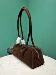 Uubags Alaia Le Teckel Medium Bag In Canvas And Nubuck In Dark Brown 32x13x10cm - 6