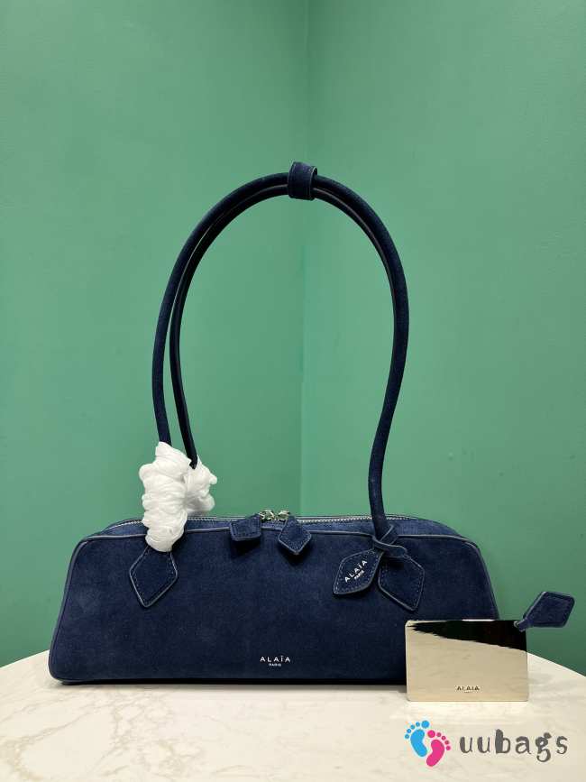 Uubags Alaia Le Teckel Medium Bag In Canvas And Nubuck In Blue 32x13x10cm - 1