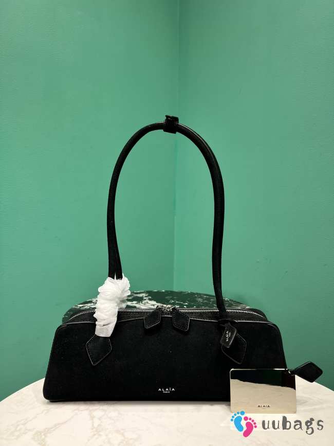 Uubags Alaia Le Teckel Medium Bag In Canvas And Nubuck In Black 32x13x10cm - 1