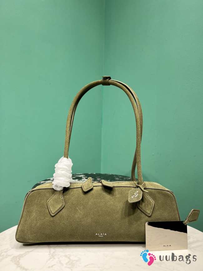 Uubags Alaia Le Teckel Medium Bag In Canvas And Nubuck In Green 32x13x10cm - 1