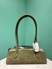 Uubags Alaia Le Teckel Medium Bag In Canvas And Nubuck In Green 32x13x10cm - 3