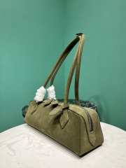 Uubags Alaia Le Teckel Medium Bag In Canvas And Nubuck In Green 32x13x10cm - 2
