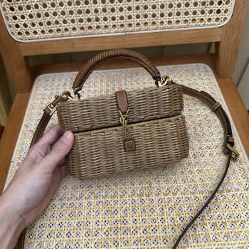 Uubags YSL Gaby vanity bag in osier natural and brick 18x11x6.5cm