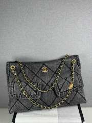 Uubags Chanel large flap bag denim dip & gold metallic in black 27x45x10cm - 6
