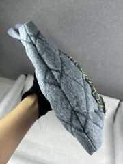 Uubags Chanel 22 Large Tote Bag in Light Blue Quilted Denim with Antique Gold Hardware 29x38x5cm - 2