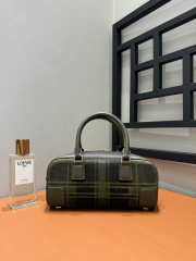 Uubags Loewe Amazona 23 Cropped Bag In Tartan Suede and Napa Calfskin Khaki/Green 11x23x10cm - 4