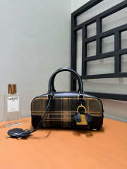 Uubags Loewe Amazona 23 Cropped Bag In Tartan Suede and Napa Calfskin Tan/Black 11x23x10cm - 5