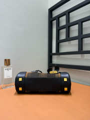 Uubags Loewe Amazona 23 Cropped Bag In Tartan Suede and Napa Calfskin Tan/Black 11x23x10cm - 2