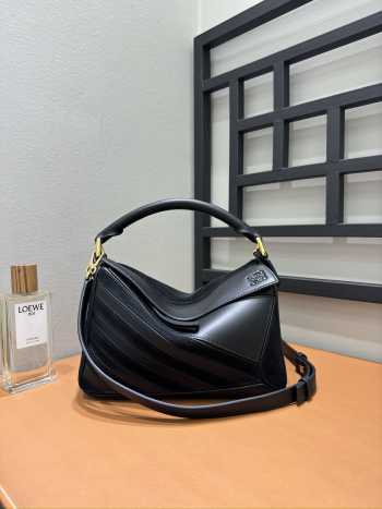 Uubags Loewe Small Puzzle Bag In Classic Calfskin And Suede Black 24x10.5x16.5cm