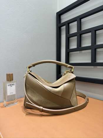Uubags Loewe Small Puzzle Bag In Classic Calfskin And Suede Oak 24x10.5x16.5cm