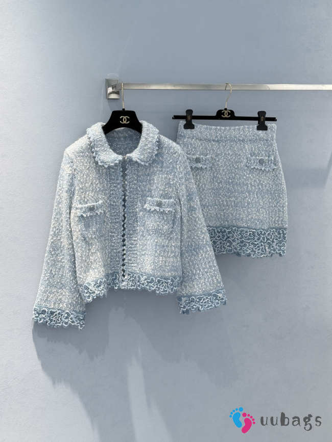 Uubags Chanel Set Jacket And Skirt Cotton & Mohair In Blue  - 1