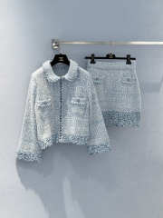 Uubags Chanel Set Jacket And Skirt Cotton & Mohair In Blue  - 1