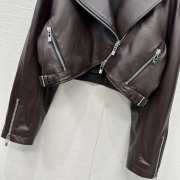 Uubags Alaia cropped biker jacket in faded nappa ebony - 3