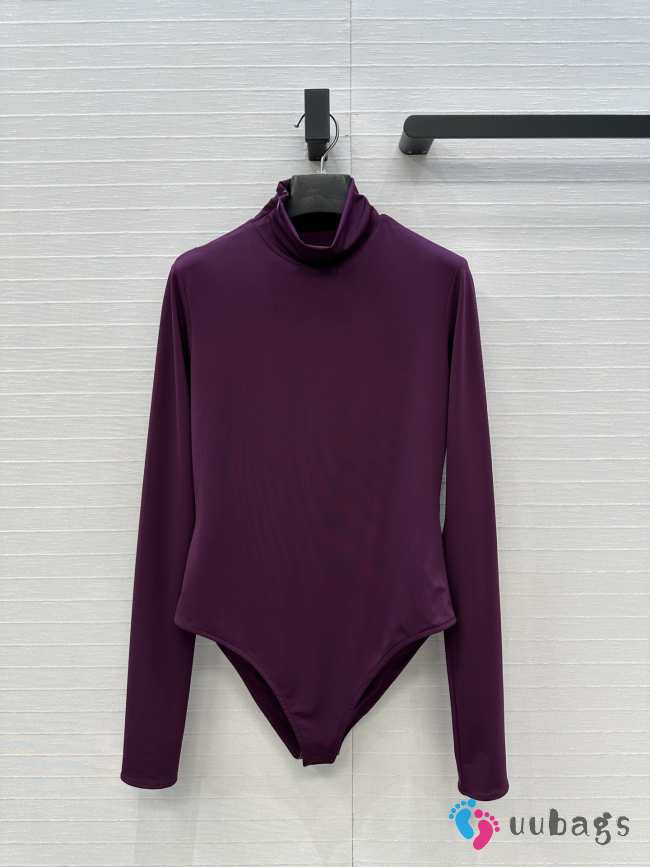 Uubags Alaia Fluid Jersey Heart Bodysuit In Purple - 1