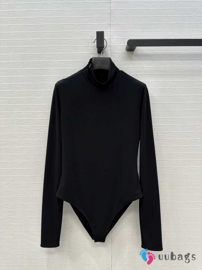 Uubags Alaia Fluid Jersey Heart Bodysuit In Black - 1