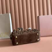 Uubags Miu Miu Arcadie matelassé suede bag in dark brown 22x10.5x7.5cm - 4