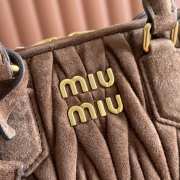 Uubags Miu Miu Arcadie matelassé suede bag in dark brown 22x10.5x7.5cm - 3