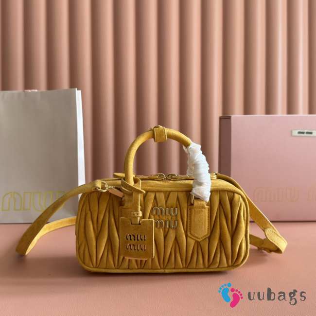Uubags Miu Miu Arcadie matelassé suede bag in whiskey 22x10.5x7.5cm - 1