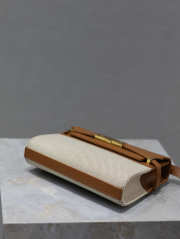 Uubags YSL Small Manhattan in Box Brown/Natural Canvas Leather Bag 19x14x4cm - 2