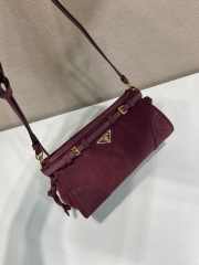 Uubags Prada Bonnie small suede shoulder bag in burgundy 26x14x12cm - 5