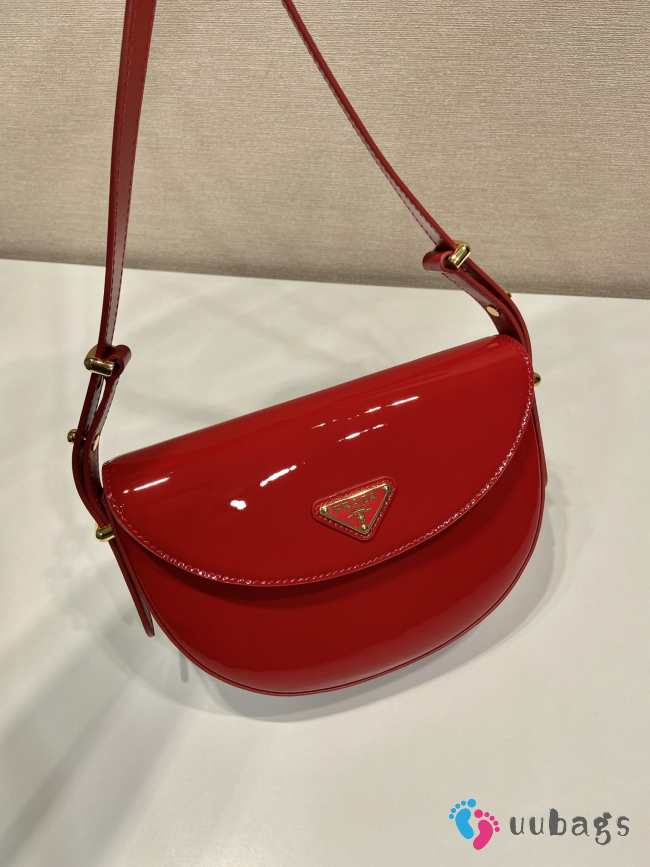 Uubags Prada Cleo Glossy Patent Leather Mini Bag In Red 21x17x6cm - 1