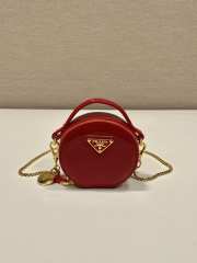 Uubags Prada Saffiano Leather Mini Pouch Bag Glossy Red 8x8x3.5cm - 1