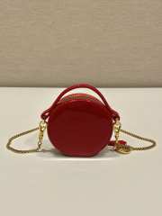 Uubags Prada Saffiano Leather Mini Pouch Bag Glossy Red 8x8x3.5cm - 5