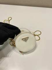 Uubags Prada Saffiano Leather Mini Pouch Bag Glossy White 8x8x3.5cm - 4