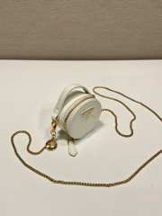 Uubags Prada Saffiano Leather Mini Pouch Bag Glossy White 8x8x3.5cm - 5