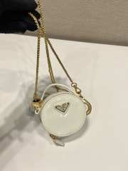 Uubags Prada Saffiano Leather Mini Pouch Bag Glossy White 8x8x3.5cm - 3