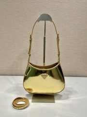 Uubags Prada Metallic Gold Cleo Mini Bag in Brushed Calfskin Leather 22x18.5x4.5cm - 1
