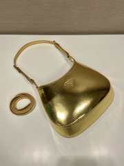 Uubags Prada Metallic Gold Cleo Mini Bag in Brushed Calfskin Leather 22x18.5x4.5cm - 2