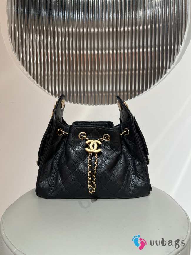 Uubags Chanel 25 Mini Handbag Grained Calfskin & Gold-Tone Metal In Black 20x22x12.5cm - 1