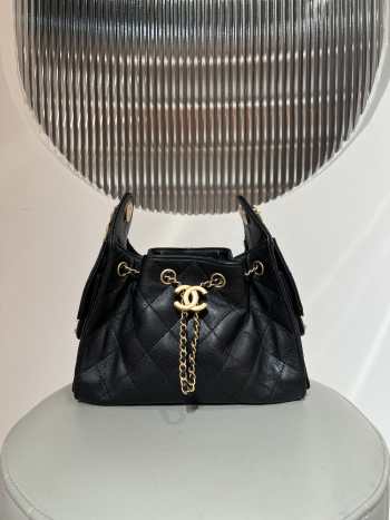 Uubags Chanel 25 Mini Handbag Grained Calfskin & Gold-Tone Metal In Black 20x22x12.5cm