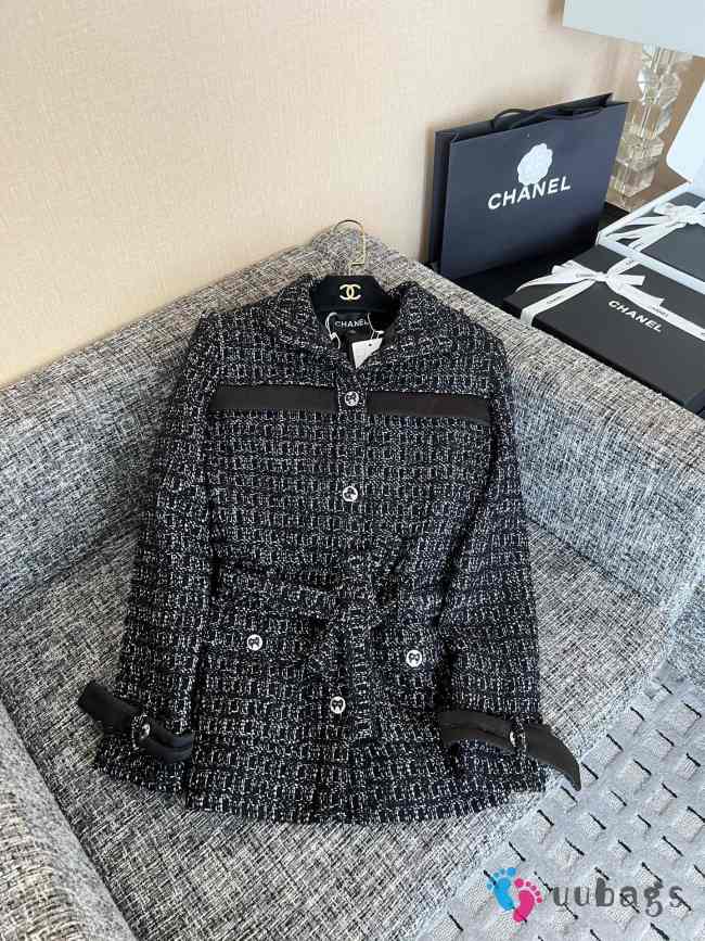 Uubags Chanel Belted Jacket Cashmere Tweed Black & White - 1