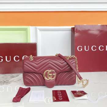 Uubags Gucci Marmont medium shoulder bag in rosso ancora red leather 26x15x7cm