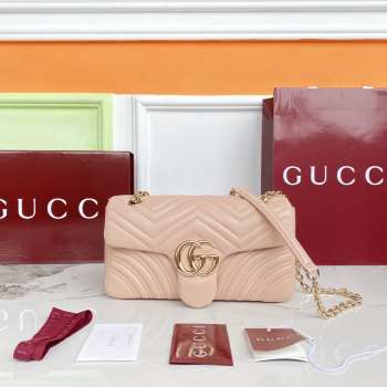 Uubags Gucci Marmont medium shoulder bag in pink beige leather 26x15x7cm