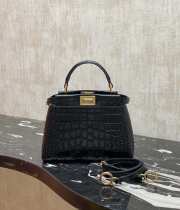 Uubags Fendi Peekaboo Mini Black Crocodile Leather Bag 23x18x11cm (L) - 6