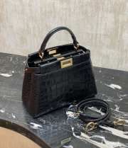 Uubags Fendi Peekaboo Mini Black Crocodile Leather Bag 23x18x11cm (L) - 5