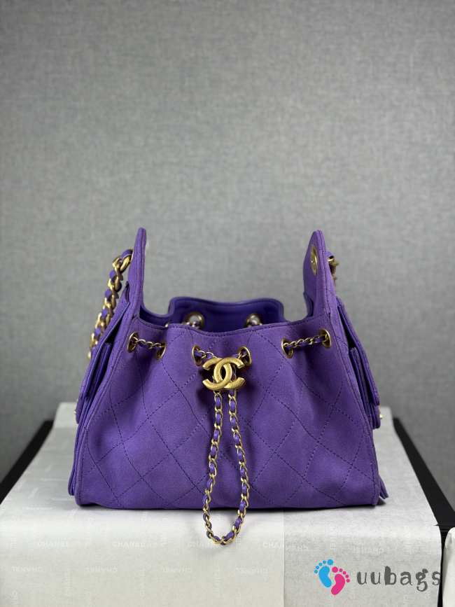 Uubags Chanel 25 Small Handbag Suede Calfskin & Gold Metal Purple 20x22x12.5cm - 1
