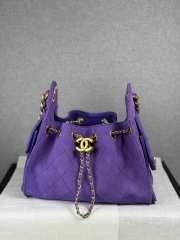 Uubags Chanel 25 Small Handbag Suede Calfskin & Gold Metal Purple 20x22x12.5cm - 5