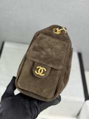 Uubags Chanel 25 Small Handbag Suede Calfskin & Gold Metal Dark Brown 20x22x12.5cm - 6